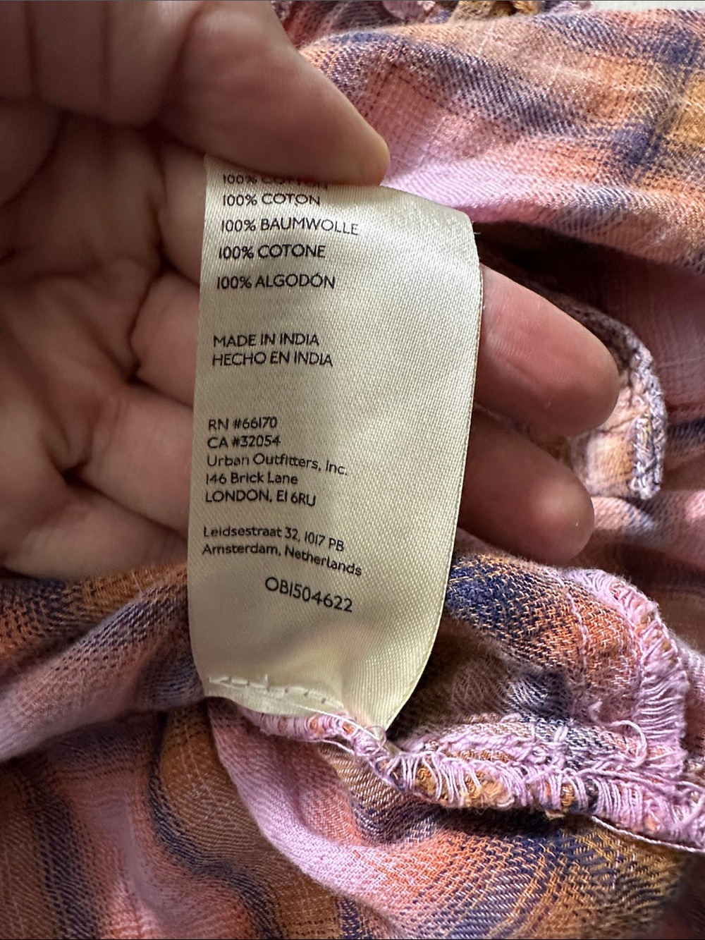 We The Free Plaid Button-Up Top in Mustard, Pink & Brown - Picture 6 of 6